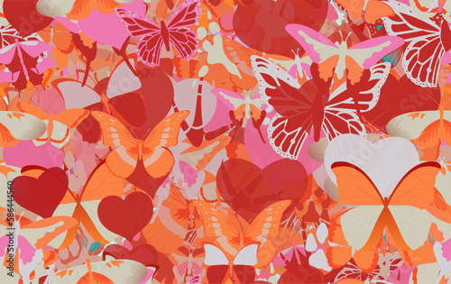 Background pattern abstract design texture. Seamless. Theme is about , silhouette, dog, Pipevine, romance, background, prints, repeat, summer, feline, art, pets, nature, fox, hearts, fly