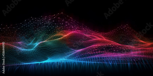 neon color Network mesh wire digital technology background Generative AI