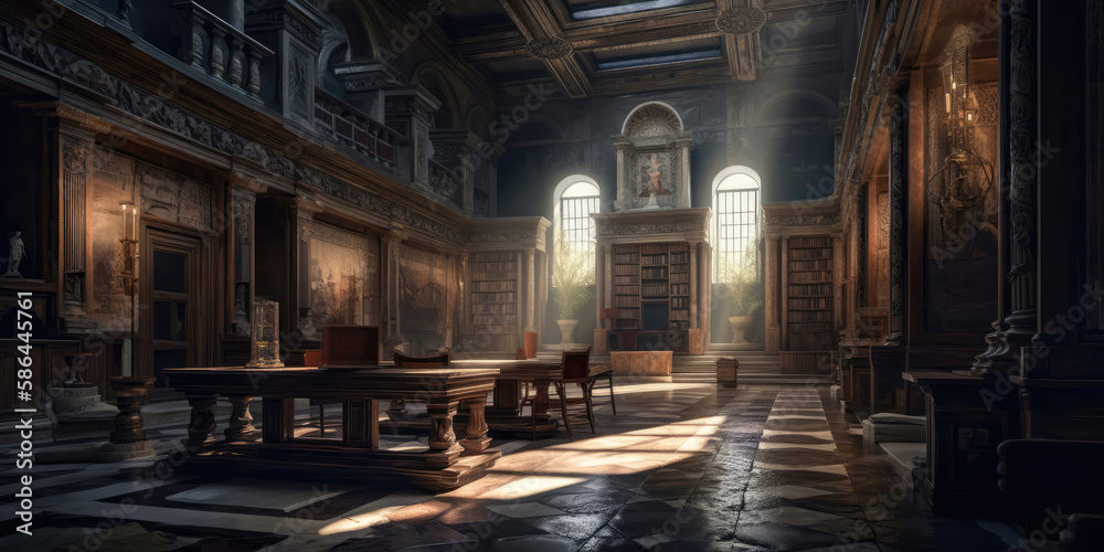 The Enchanted Archives, A Majestic Library in a Fantasy World, Generated by AI The Enchanted Archives, A Majestic Library in a Fantasy World, Generated by AI