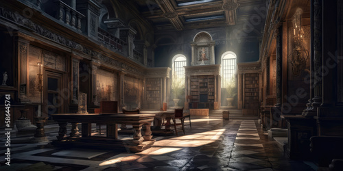 The Enchanted Archives, A Majestic Library in a Fantasy World, Generated by AI
