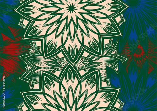 Flowers. Seamless floral background. Tracery handmade nature ethnic fabric backdrop pattern. Textile design texture. Decorative color art. Vector