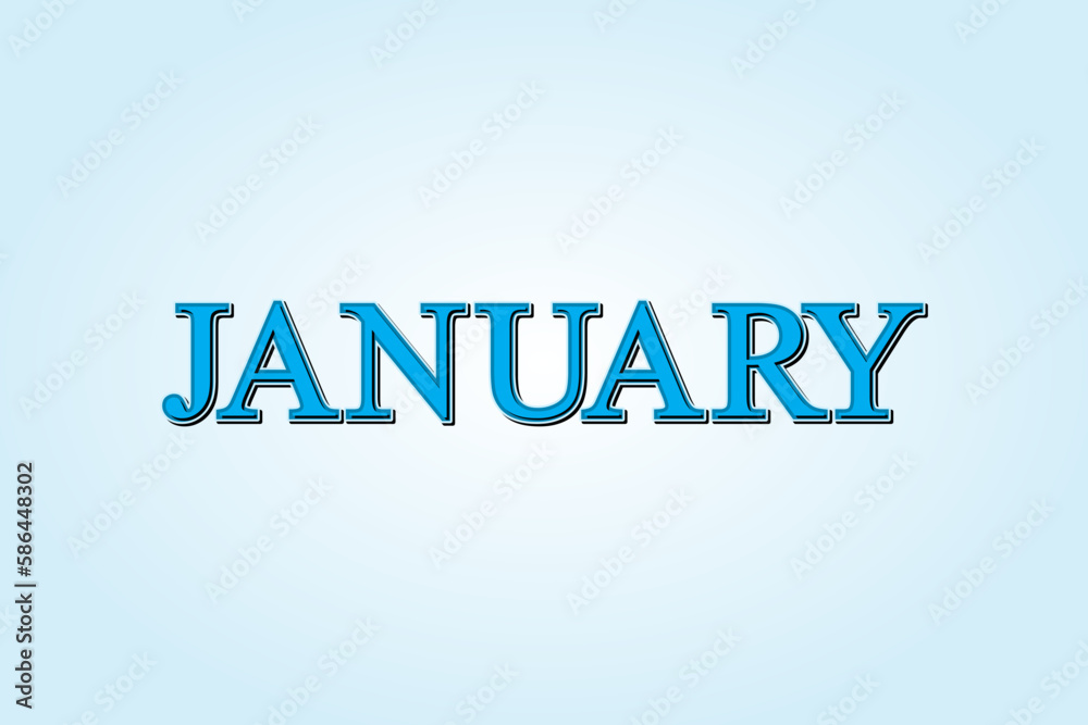 January 3d letters on a blue background. Vector Illustration. January 3d letters on a blue background. Vector Illustration.