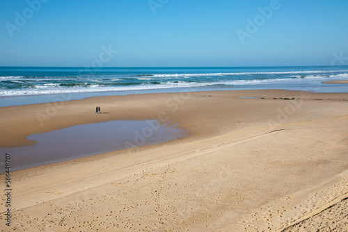 natural view of beautiful sea sandy beach coast on sunny day