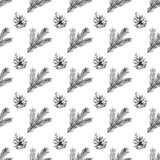  Seamless Pattern of Merry Christmas with pine cone. Cute Cartoon Illustration. Seamless Pattern for textile, paper, background. PNG file