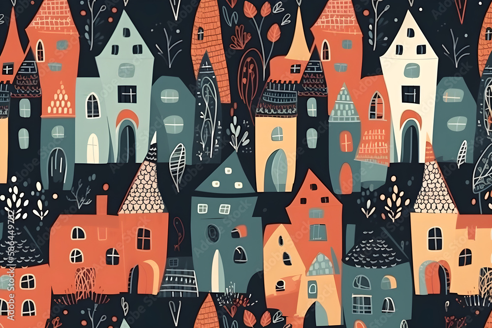 seamless pattern with houses,modern abstract pattern of little houses, seamless pattern with houses,modern abstract pattern of little houses,