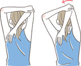 肩甲骨のストレッチをする女性のイラスト