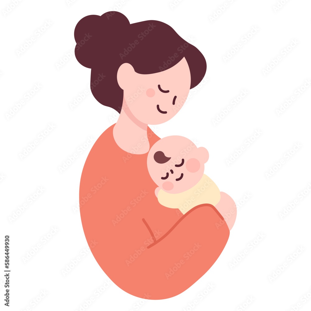 赤ちゃんを抱っこする母親 赤ちゃんを抱っこする母親