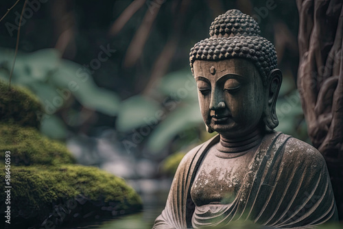 religious stone statue similar to buddha statue created with Generative AI technology