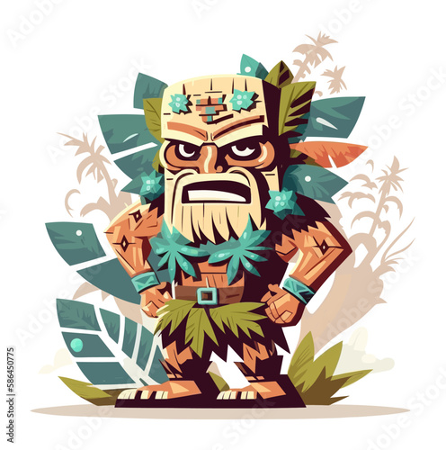 tiki man vector illustration, tiki man illustration, tiki festival