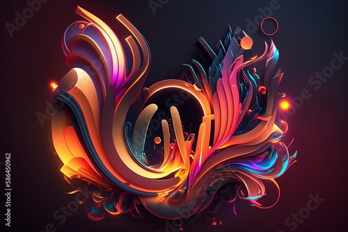 Abstract neon background. Illustration 3. Created with Generative AI