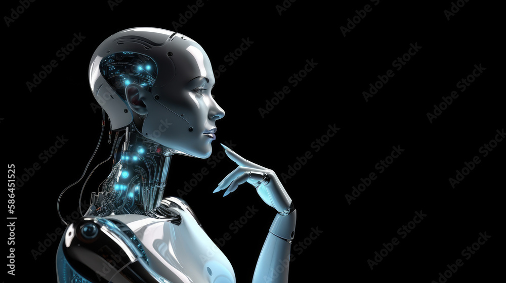 Futuristic AI woman robot. Generative AI Futuristic AI woman robot. Generative AI