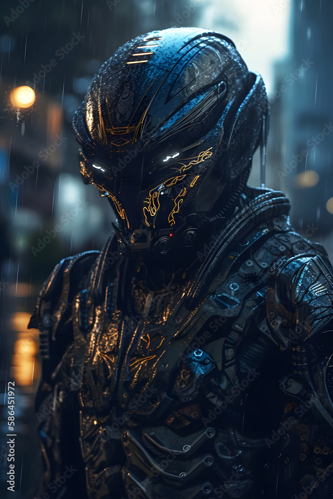 cyborg knight in the black, generative AI cyborg knight in the black, generative AI