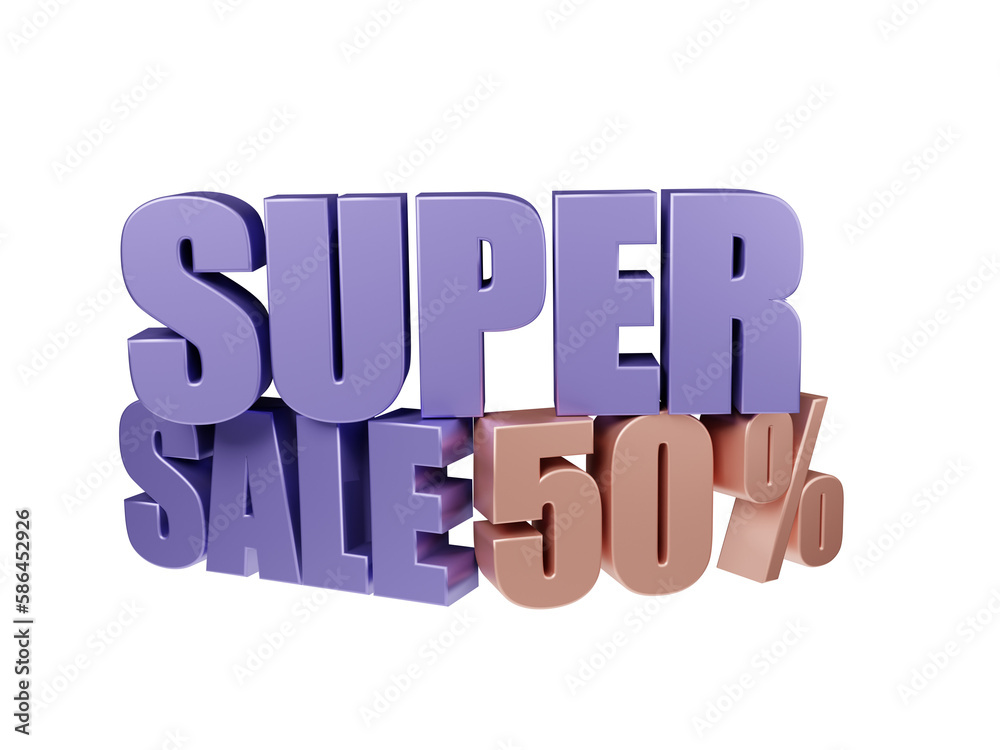 3D rendering of a discount sign template, lilac super sale sign and beige discount percentage, transparent background 3D rendering of a discount sign template, lilac super sale sign and beige discount percentage, transparent background