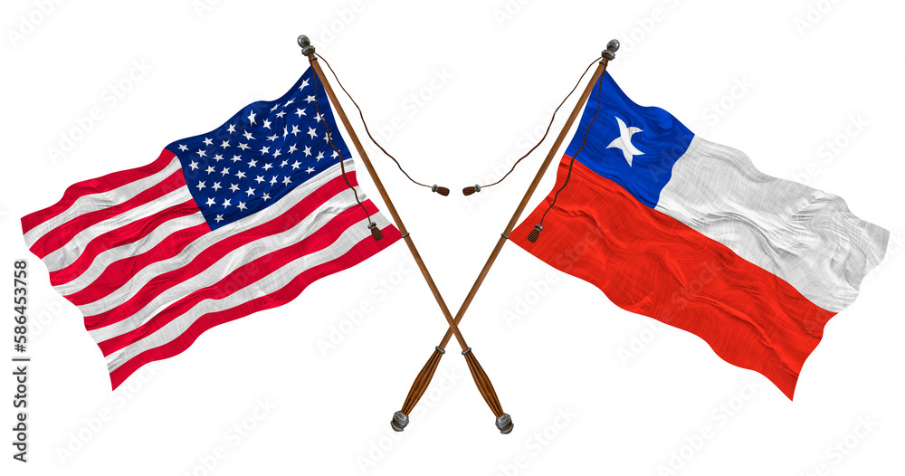 National flag of Chile and United States of America. Background for designers National flag of Chile and United States of America. Background for designers