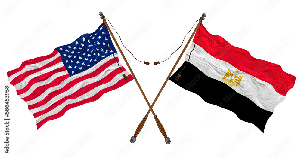 National flag of Egypt and United States of America. Background for designers National flag of Egypt and United States of America. Background for designers