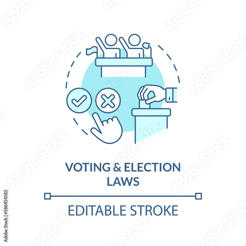 Voting and election laws blue concept icon. Civil rights. Law and legal issue abstract idea thin line illustration. Isolated outline drawing. Editable stroke. Arial, Myriad Pro-Bold fonts used