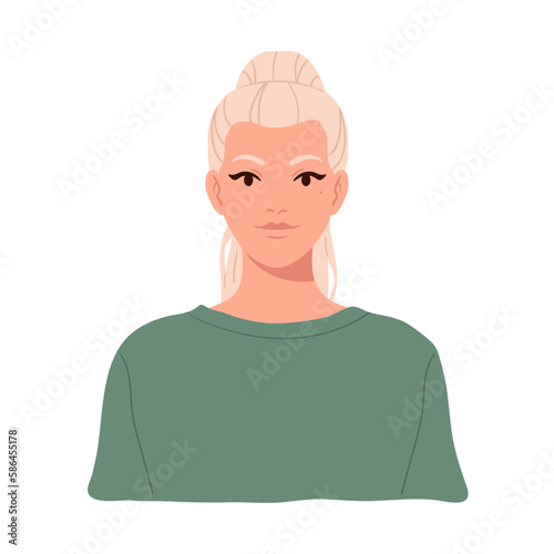 Portrait of a young attractive woman in a casual clothes hand drawn illustration