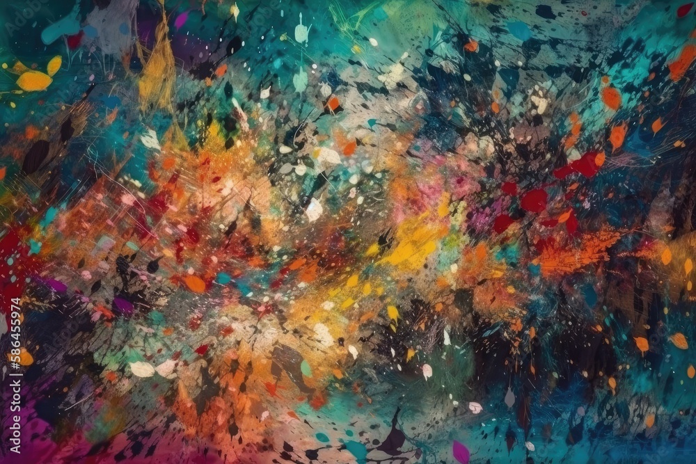 vibrant painting with an explosion of colors. Generative AI