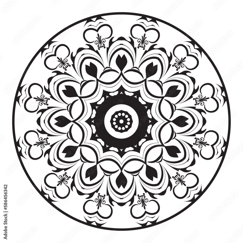 Mehndi henna Indian mandala flower for tatoo or card, hand drawing zentangle mandala elements Mehndi henna Indian mandala flower for tatoo or card, hand drawing zentangle mandala elements
