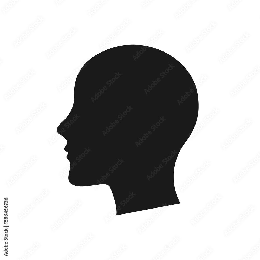 Human head silhouette  black color white background face side view