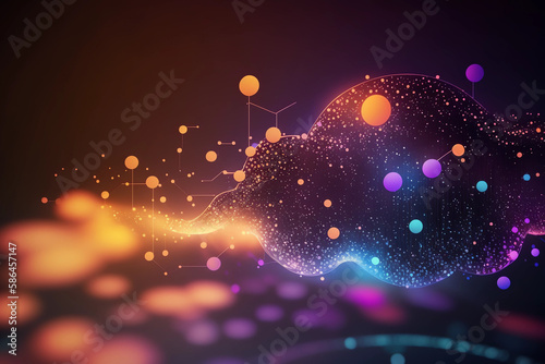 big data and cyber security ,neural network and cloud technologies artifical intelegence colorful wave background and bokeh effect