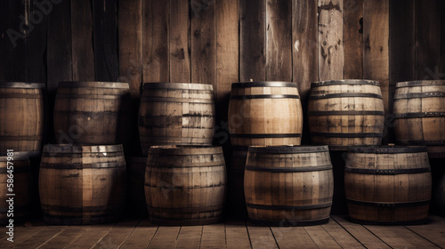 old wooden barrels