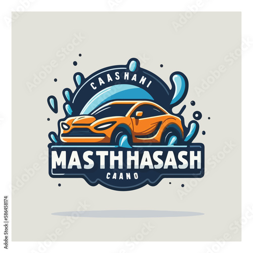 logo for car wash company, flat color, vector