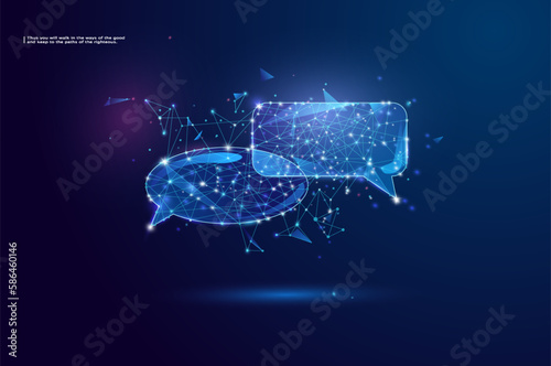 Abstract Chat Messages icon from lines and triangles, point connecting network on background.