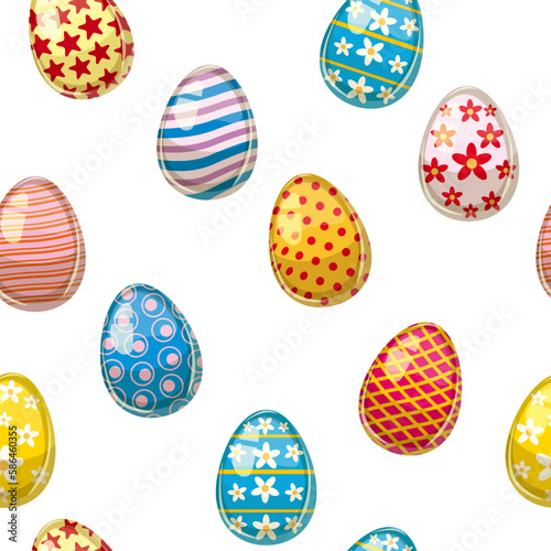 Happy Easter seamless pattern eggs festive background