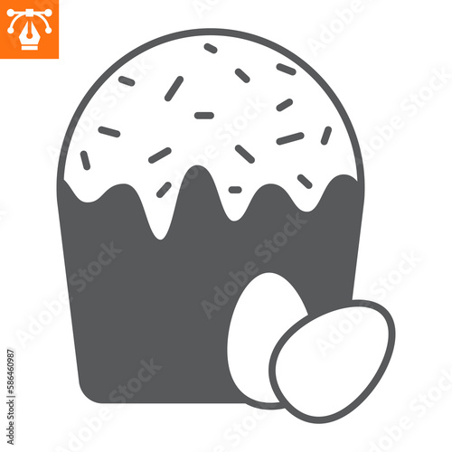 Easter cake solid icon, glyph style icon for web site or mobile app, holiday and easter, panettone vector icon, simple vector illustration, vector graphics with editable strokes.