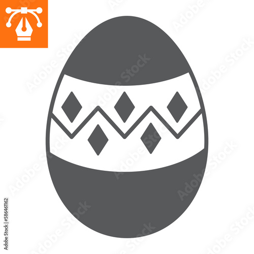 Easter egg solid icon, glyph style icon for web site or mobile app, holiday and easter, egg with ornament vector icon, simple vector illustration, vector graphics with editable strokes.