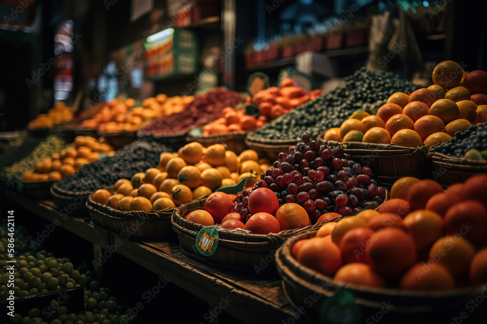 Living the Macrobiotic Lifestyle: The Best Fresh Fruits at the Organic Market - AI Generative