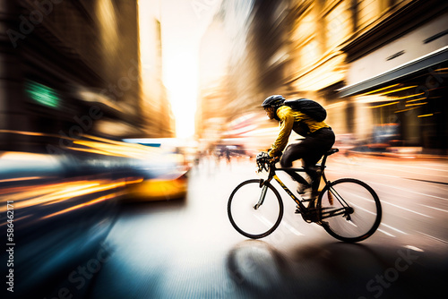 Cycling race stylized background, cyclist silhouette. Sport illustration.. Generative AI © Nataliia
