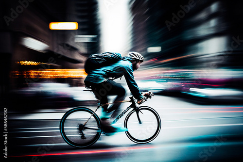 Cycling race stylized background, cyclist silhouette. Sport illustration.. Generative AI