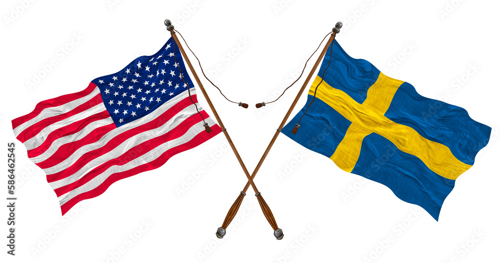 National Flag of Sweden and United States of America. Background for designers National Flag of Sweden and United States of America. Background for designers