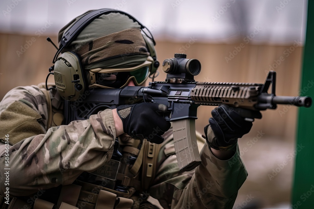 Airsoft: Playing and Gear. Photo generative AI Airsoft: Playing and Gear. Photo generative AI