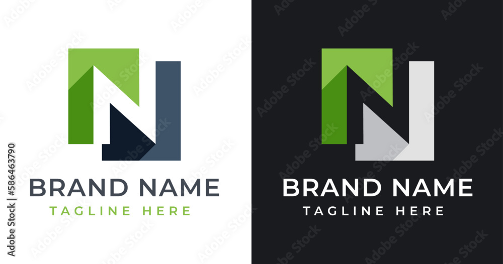 Letter initial N logo design template with square shape design vector illustration Letter initial N logo design template with square shape design vector illustration