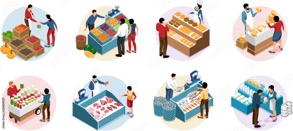 Local Farm Market Isometric Round Compositions Local Farm Market Isometric Round Compositions