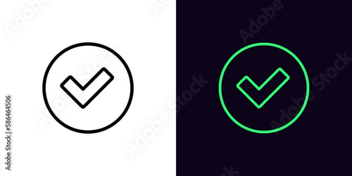 Outline check tick icon, with editable stroke. Checkmark sign, tick approve pictogram. Correct and true select, confirmation check mark, verification tick, right choice.