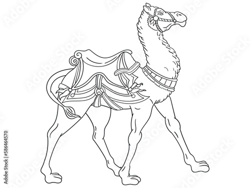 This beautifully designed camel illustration is perfect for coloring book lovers of all ages. With intricate patterns and smooth lines, it's a great way to unwind and spark your imagination.