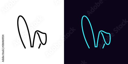 Outline bunny ears icon, with editable stroke. Rabbit ears silhouette, Easter hare pictogram. Cute bunny ears headband for Easter, rabbit costume mask, festive decoration for head.