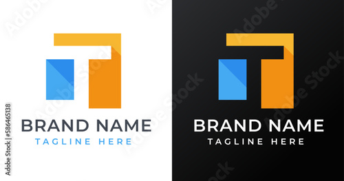 Letter initial T logo design template with square shape design vector illustration