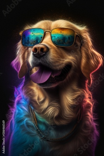 dog with glasses, style. © red