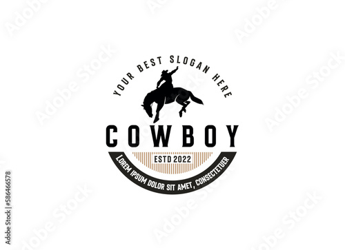 Vintage Cowboy texas rodeo style logo design