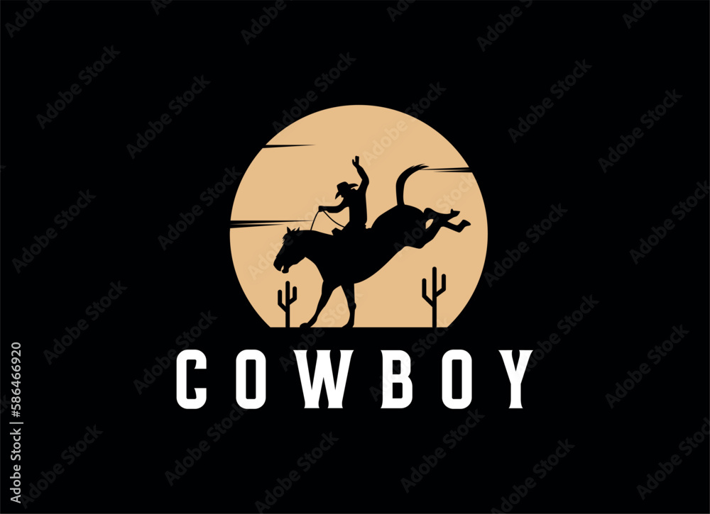 Vintage Cowboy texas rodeo style logo design