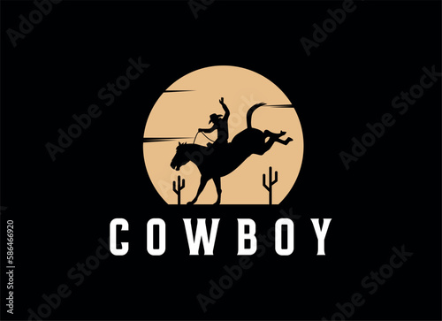Vintage Cowboy texas rodeo style logo design
