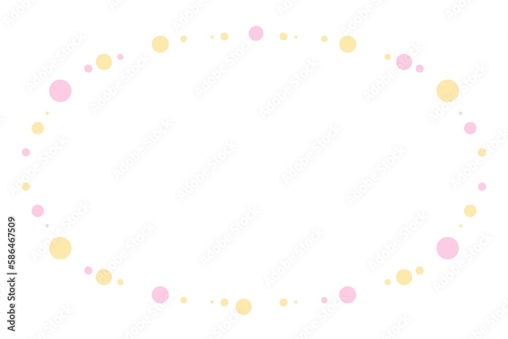 ピンク色の水玉のフレーム素材(透過)