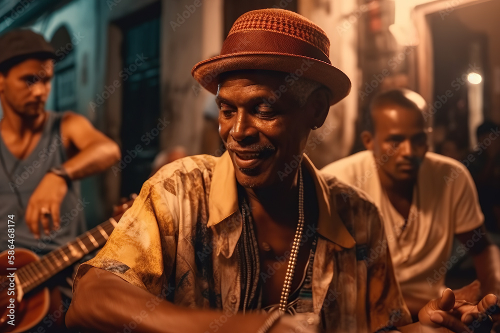 Salsa Nights with Musicians of the Street: A Journey Through the Vibrant Sounds of Havana Dancing to the Beat of Cuban Rumba and Music - AI Generative