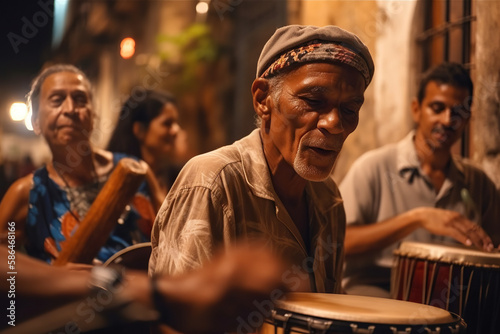 Salsa Nights with Musicians of the Street: A Journey Through the Vibrant Sounds of Havana Dancing to the Beat of Cuban Rumba and Music - AI Generative