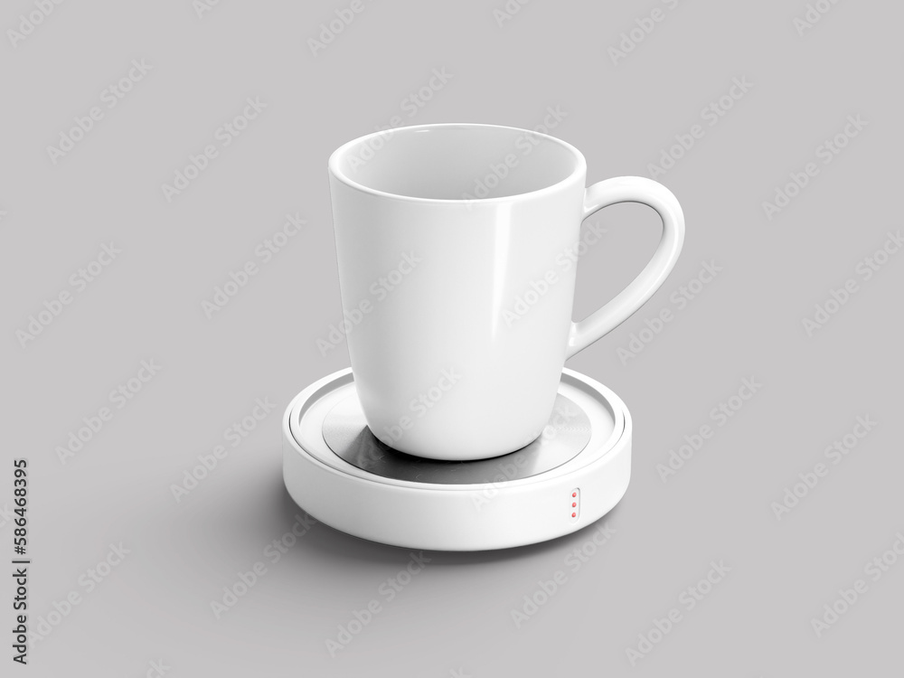 Mug with Warmer Realistic Mockup at High-Level Angle Mug with Warmer Realistic Mockup at High-Level Angle